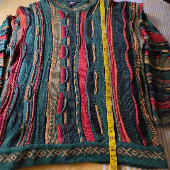 Impact Men Large Heavyweight Knit Sweater Cable Knit Pullover Vintage 80s Colors - Picture 3 of 8